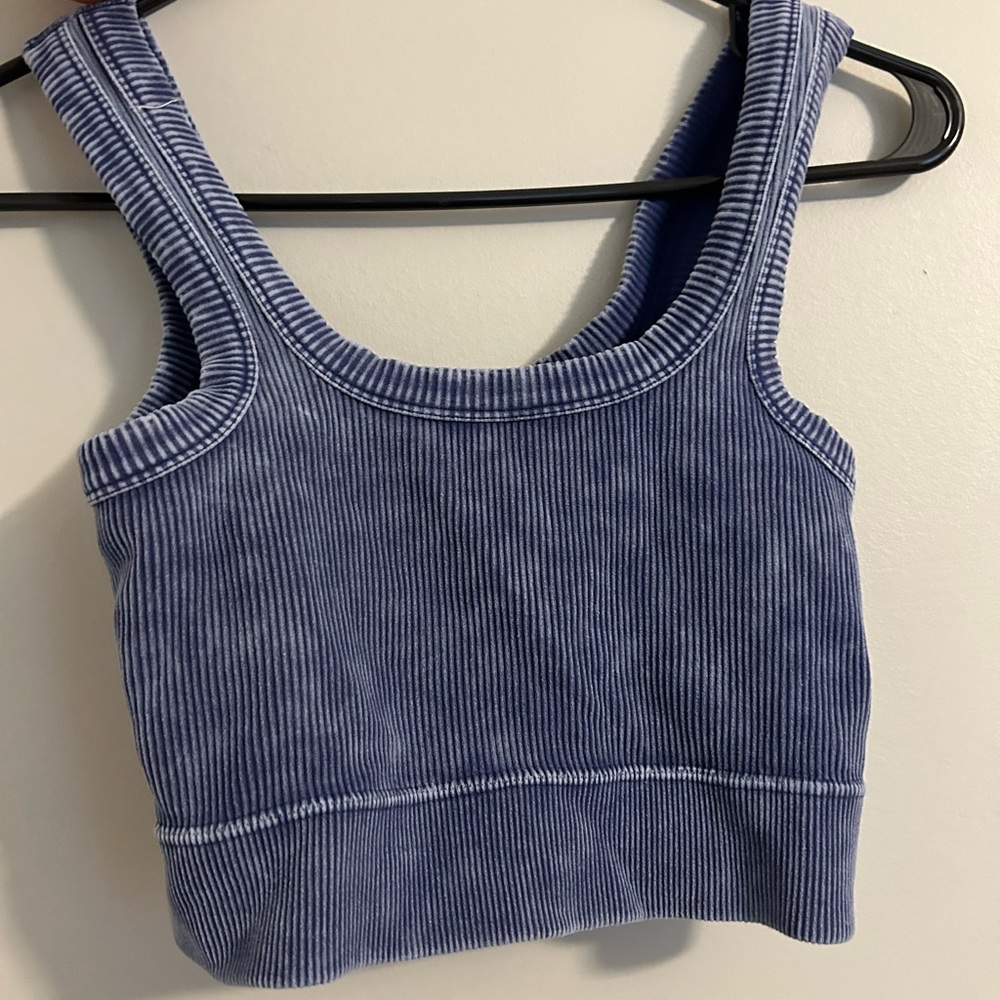 Navy blue ribbed tank top